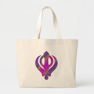 khanda psychedelic large tote bag