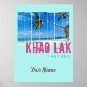 Khao Lak Phang-Nga Thailand Vintage Beach Souvenir Poster