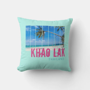 Khao Lak Phang-Nga Thailand Vintage Beach Souvenir Throw Pillow