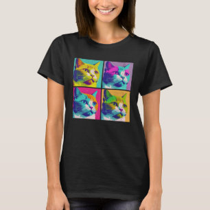 Khao Manee Cat Pop Illustration Colourful Animal T-Shirt