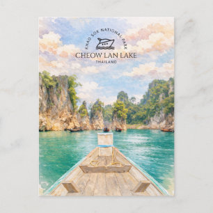 Khao Sok Cheow Lan Lake Watercolor Eco Tourism Holiday Postcard