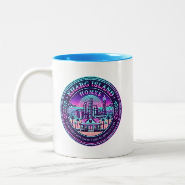 Kharg Island Homes Iran Vaporwave Mug (Left)