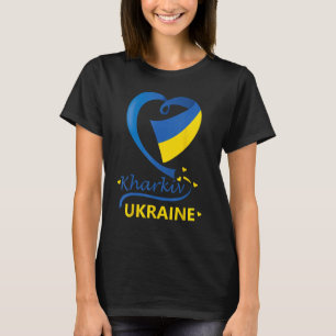 Kharkiv Ukraine National Flag Heart Emblem Crest T-Shirt
