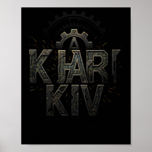 Kharkiv Ukraine Tech Circuit Style Urn City Poster