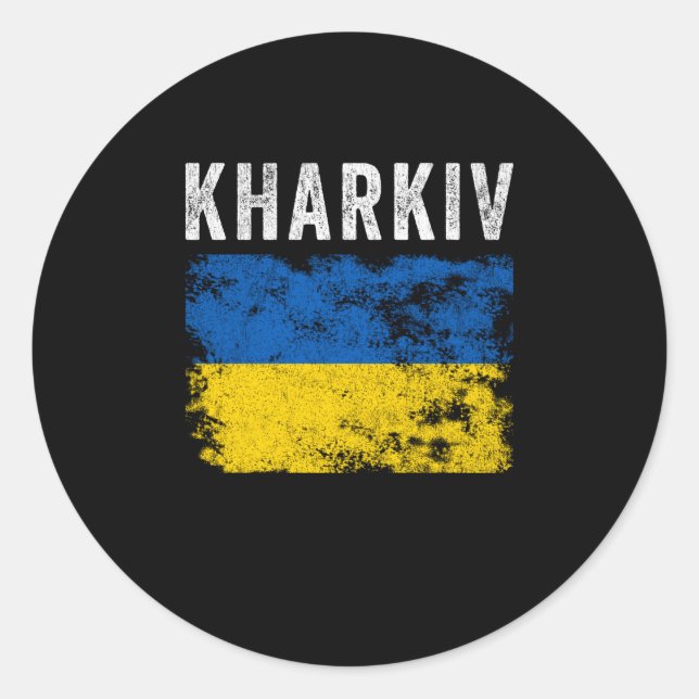 Kharkiv Ukraine Ukrainian Patriotic Classic Round Sticker (Front)