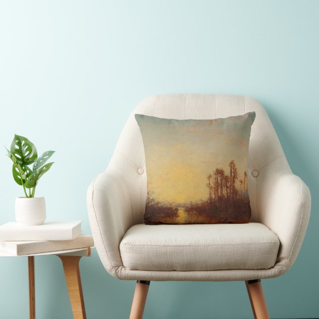 Khartoum, Coucher De Soleil – Félix Ziem Throw Pillow (Chair)