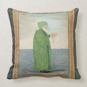 Khawa Khizir Khan riding on a fish, from the Small Throw Pillow