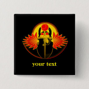 Kherpi God of the Rising Sun,scarab beetle.Text 2 Inch Square Button