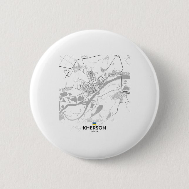 Kherson Ukraine Map Flag  2 Inch Round Button (Front)