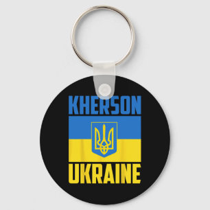 Kherson Ukraine Ukrainian Victory Flag Blue Yellow Keychain