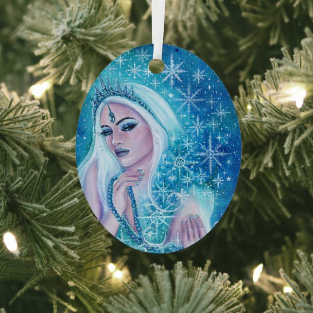 Khione goddess of snow art by Renee Lavoie Holiday Metal Ornament (Insitu)