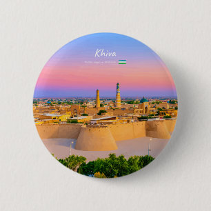 Khiva, Uzbekistan - Ancient Fortress Skyline 2 Inch Round Button