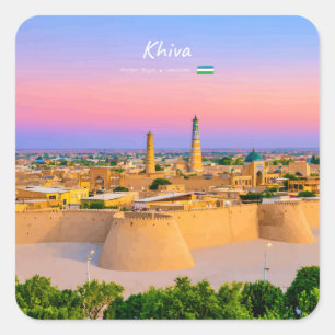 Khiva, Uzbekistan - Ancient Fortress Skyline Square Sticker
