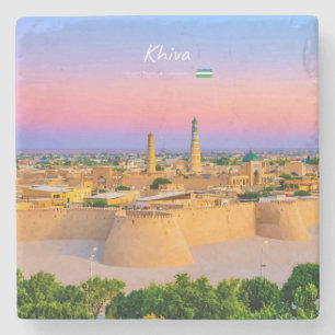 Khiva, Uzbekistan - Ancient Fortress Skyline Stone Coaster