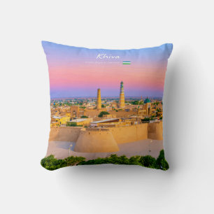 Khiva, Uzbekistan - Ancient Fortress Skyline Throw Pillow