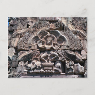 Khmer ruins, dancing Shiva above Vishnu Lintel, Th Postcard