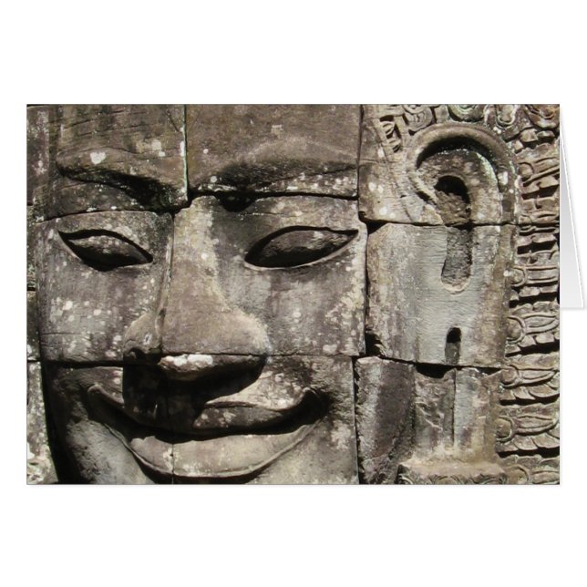 Khmer Stone Face ... Bayon Temple, Cambodia Card (Front Horizontal)