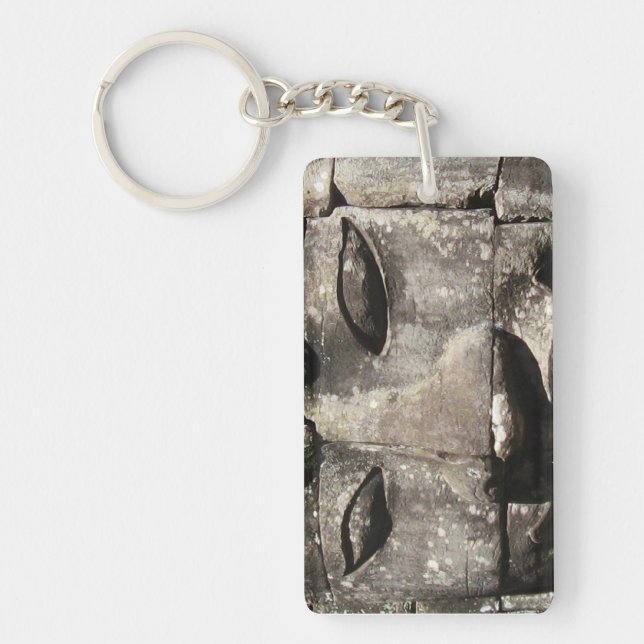Khmer Stone Face ... Bayon Temple, Cambodia Keychain (Front)
