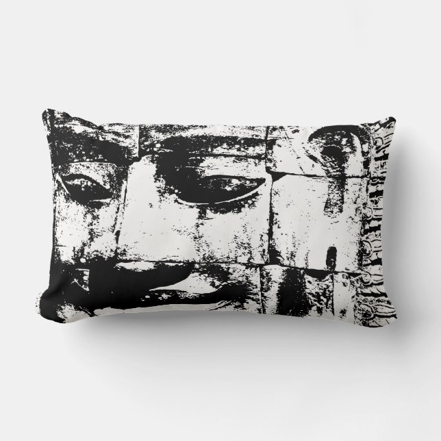 Khmer Stone Face ... Bayon Temple, Cambodia Lumbar Pillow (Front)