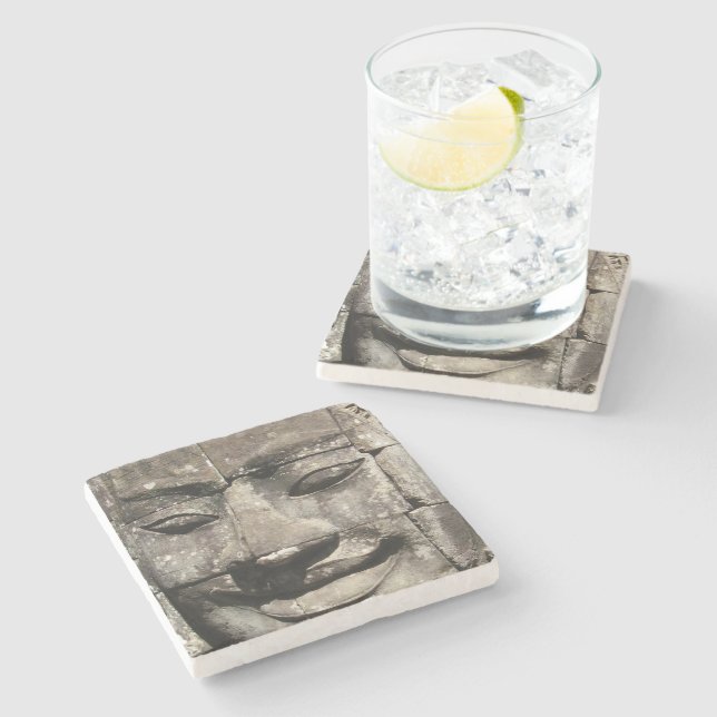 Khmer Stone Face ... Bayon Temple, Cambodia Stone Coaster (Side)