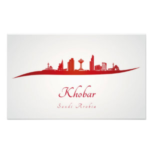 Khobar skyline in red photo print