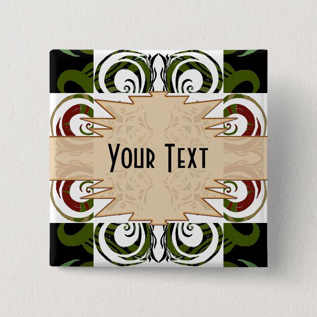 Khokhloma Exotique 2 Inch Square Button (Front)