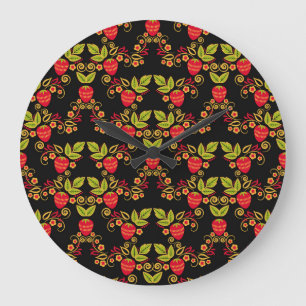 Khokhloma Russian Berries: Traditional Style Large Clock