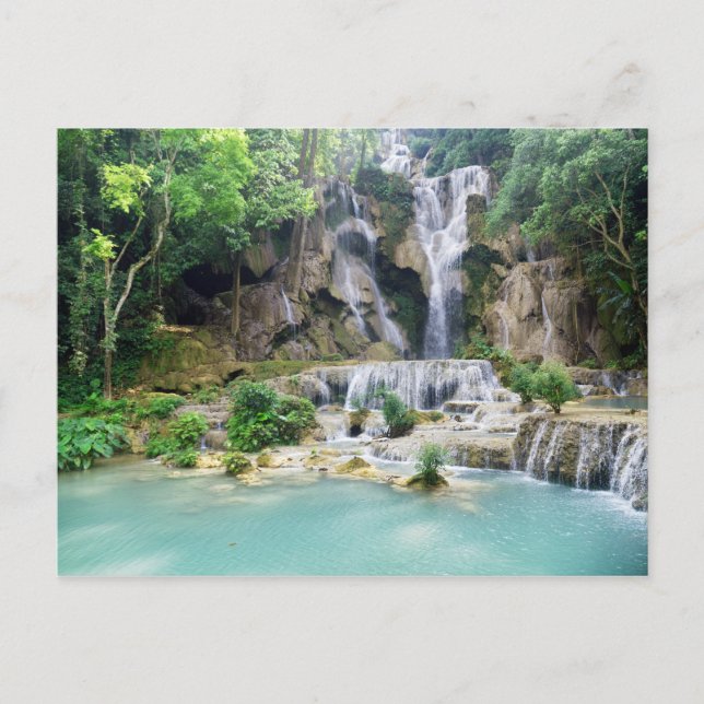 Khoung Si Falls, Forest Waterfall, Laos Postcard (Front)