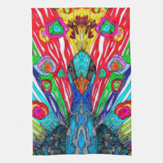 KHS Aquarelle colorée Peacock serviette de cuisine (Vertical)