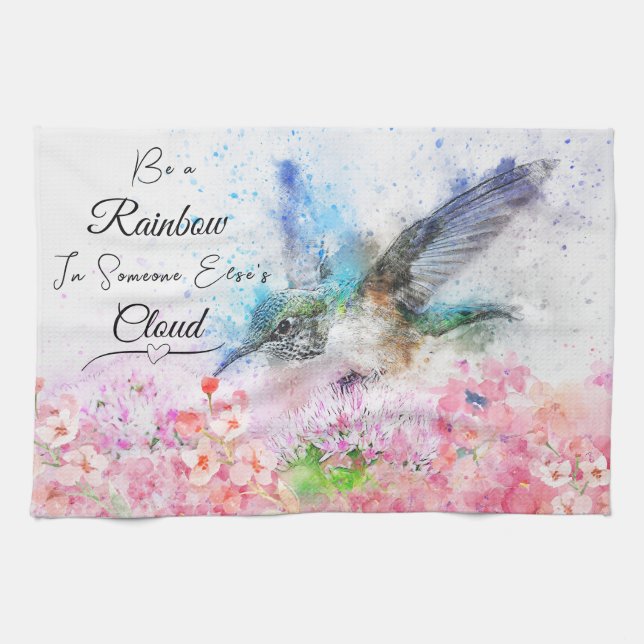 KHS Beau colibri Floral Serviette de cuisine (Horizontal)
