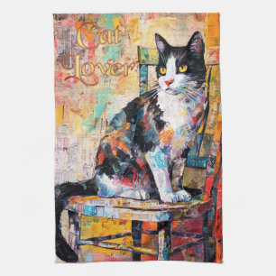 KHS Cute and Colorful Cat Floral Kitchen Towel