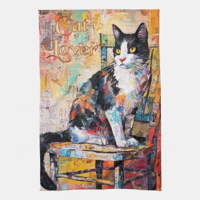 KHS Cute et Colorful Chat Floral Cuisine Serviette (Vertical)
