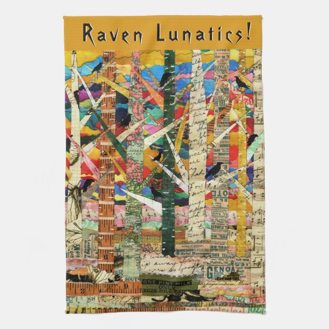 KHS Raven Lunatics Crows and Trees Paper Art   Kitchen Towel (Vertical)