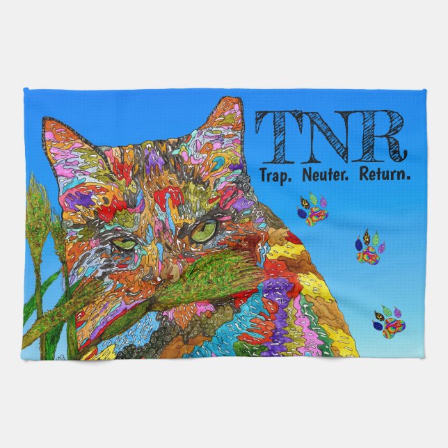 KHS T.N.R. Trap Neuter Retour Serviette de cuisine (Horizontal)