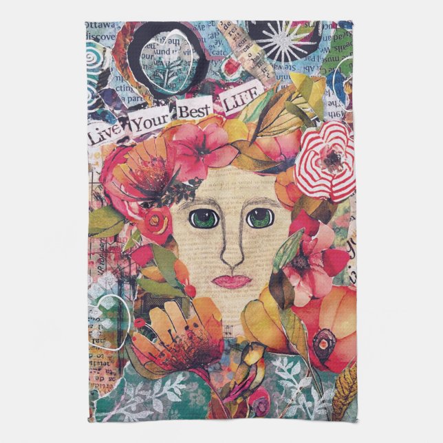 KHS Women Mixed Media Inspirational Art Kitchen Towel (Vertical)