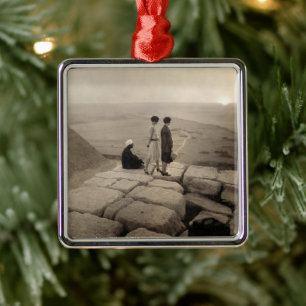 Khufu Pyramid, Egypt 1920 Flapper Girls Sunrise Metal Ornament