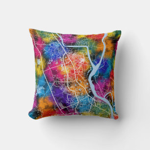 Khulna Bangladesh City Map Throw Pillow