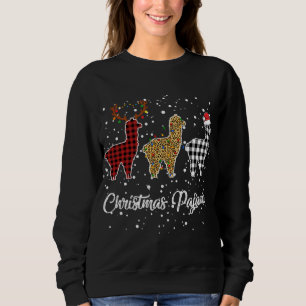Ki Cute Llama Christmas Pajama Leopard Plaid Print Sweatshirt