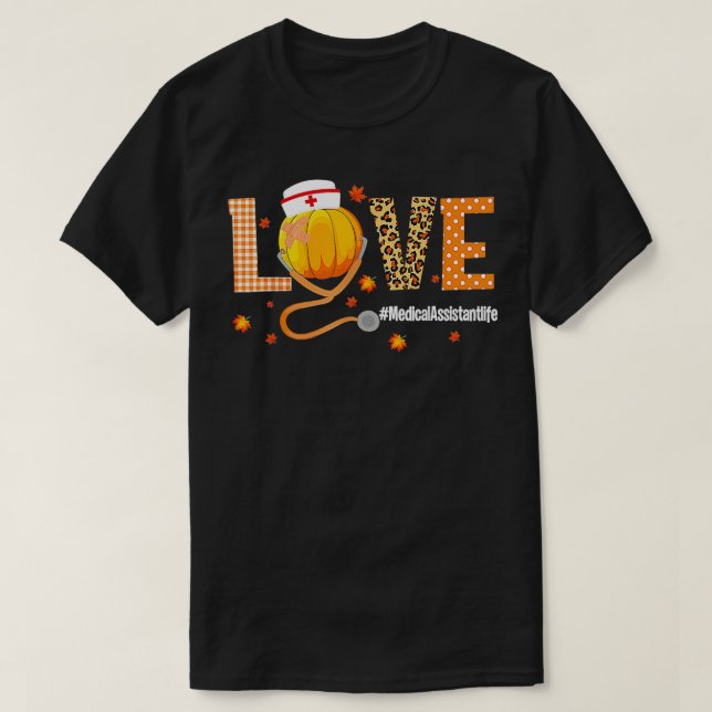 Ki Love Pumpkin Thanksgiving Medical T-Shirt (Design Front)