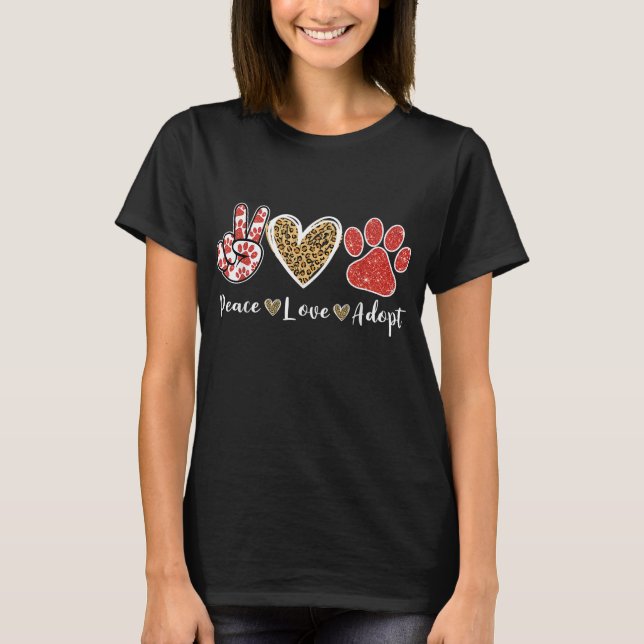 Ki Peace Love Rescue Adopt Dog Cat Lover Costume P T-Shirt (Front)