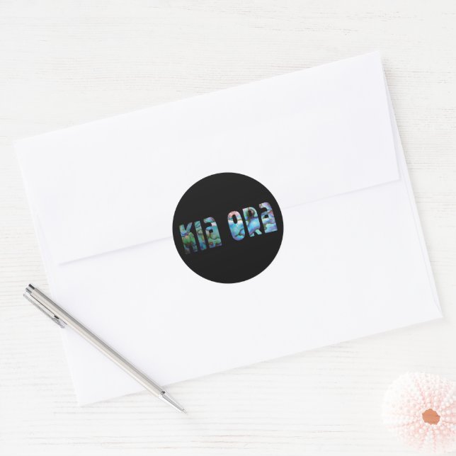 KIA ORA KIWI GREETING PAUA CLASSIC ROUND STICKER (Envelope)