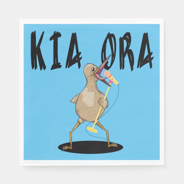 Kia ora Kiwi Maori Greeting Napkin (Front)