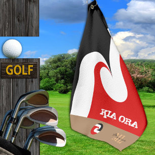 Kia Ora & Maori Flag New Zealand monogrammed /name Golf Towel