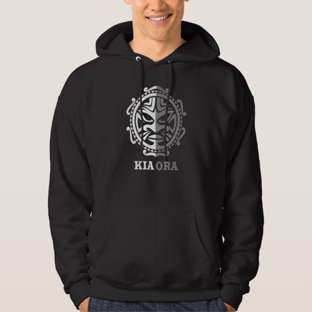 Kia Ora New Zealand Culture Symbol Haka Maori Danc Hoodie (Front)