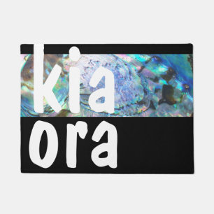 KIA ORA NEW ZEALAND PAUA BLACK MAORI NZ KIWI DOORMAT