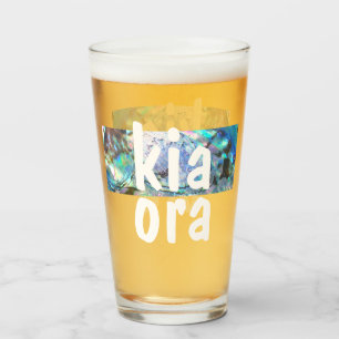 KIA ORA NEW ZEALAND PAUA BLACK MAORI NZ KIWI GLASS