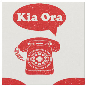 Kia Ora Te Reo Maori Language Retro Telephone Fabric