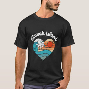 Kiawah Island Beach Lover Retro Heart Surf Wave Gr T-Shirt