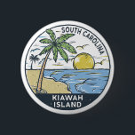 Kiawah Island South Carolina Vintage 2 Inch Round Button<br><div class="desc">Kiawah Island Beach hand drawn illustration with mountains and ocean waves in the background. Perfect for anyone who loves to visit Kiawah Island Beach.</div>