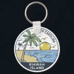 Kiawah Island South Carolina Vintage Keychain<br><div class="desc">Kiawah Island Beach hand drawn illustration with mountains and ocean waves in the background. Perfect for anyone who loves to visit Kiawah Island Beach.</div>